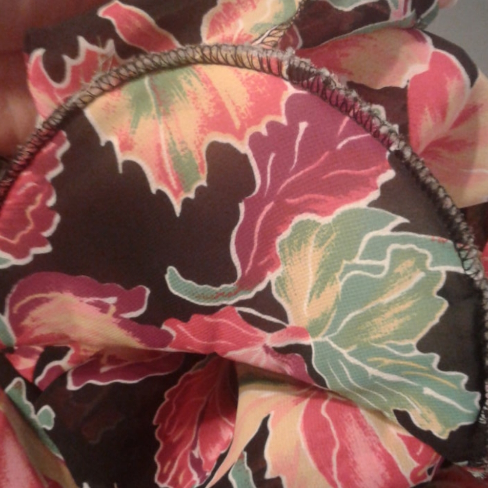 Natori II Small S Tunic Shirt Oversized Vintage Floral Leaves Yellow Orange Red - Picture 12 of 12